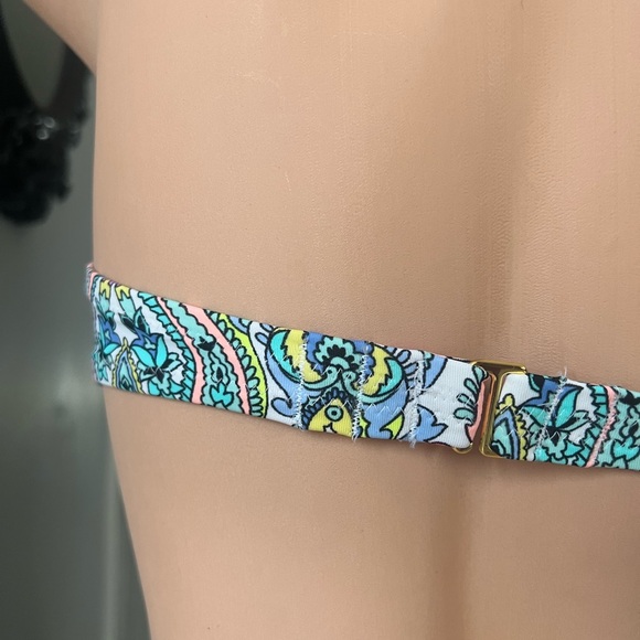 Victoria secret bikini top paisley neon strapless bathing suit pink blue green - Picture 4 of 5